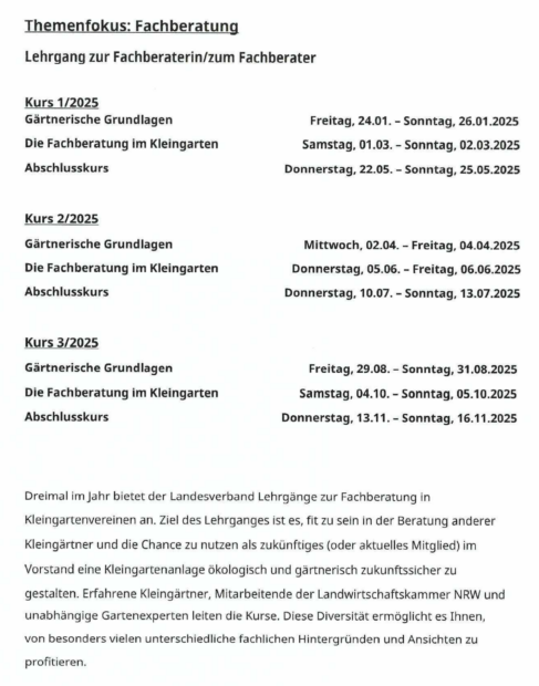 Lehrgangstermine Landesverband 1. Halbjahr Seite 