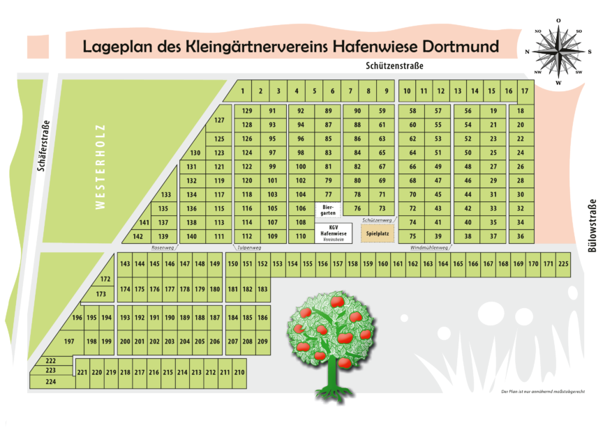 Lageplan des Kleingärtnervereins Hafenwiese Dortmund