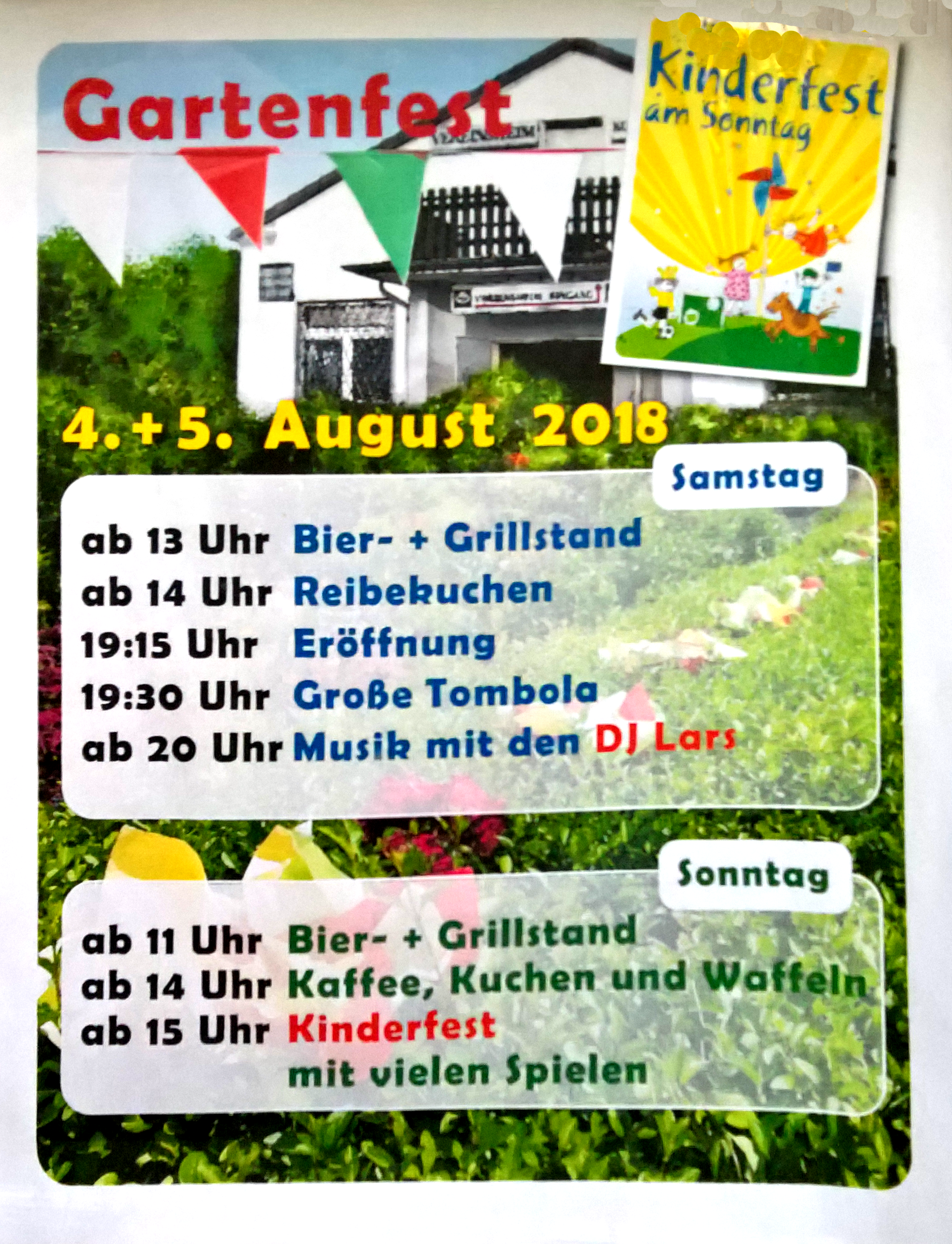 Foto Plakat Sommerfest 2018 des KGV Hafenwiese